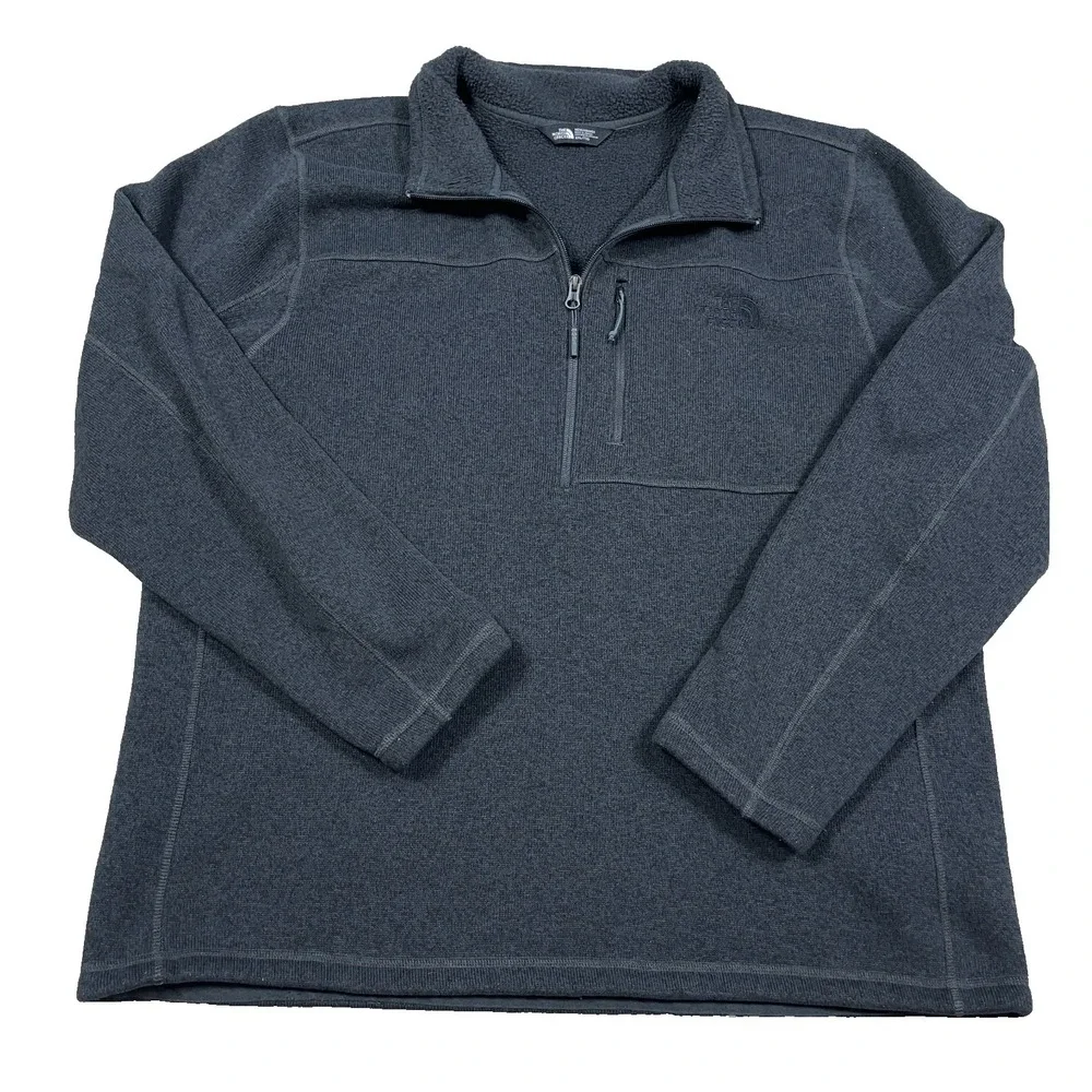 North Face Sweater Men XL‎ Heather Gray Pullover 1/2 Zip Jacket Gordon Lyons